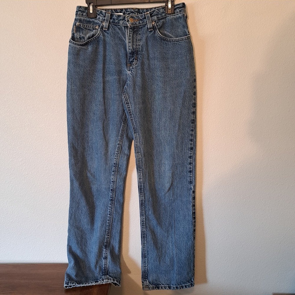 Carhartt WB160 VIO Womens High Rise Straight Leg Blue Denim Jeans Size 6 x 32